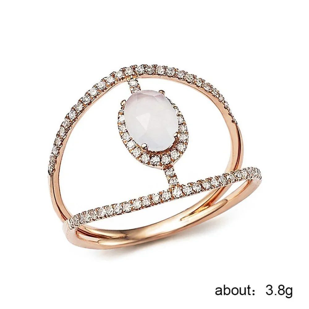 💍 Fashion Double Layer Pure Oval Opal Zircon Fashion Rings for Women, EVGG1210